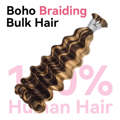 #4/27 Loose Deep Wave Bulk Human Hair For Braiding CVOHAIR