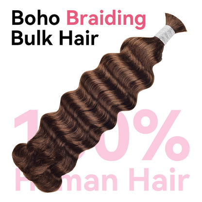 Color #4 Loose Deep Wave Bulk Human Hair For Braiding CVOHAIR