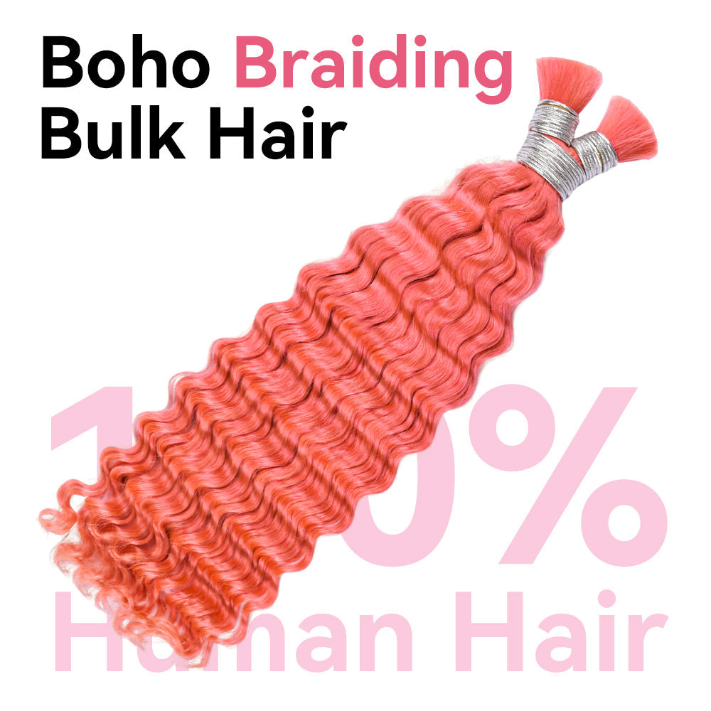#Barbie Pink Deep Wave 100% Human Hair Braid Styles CVOHAIR
