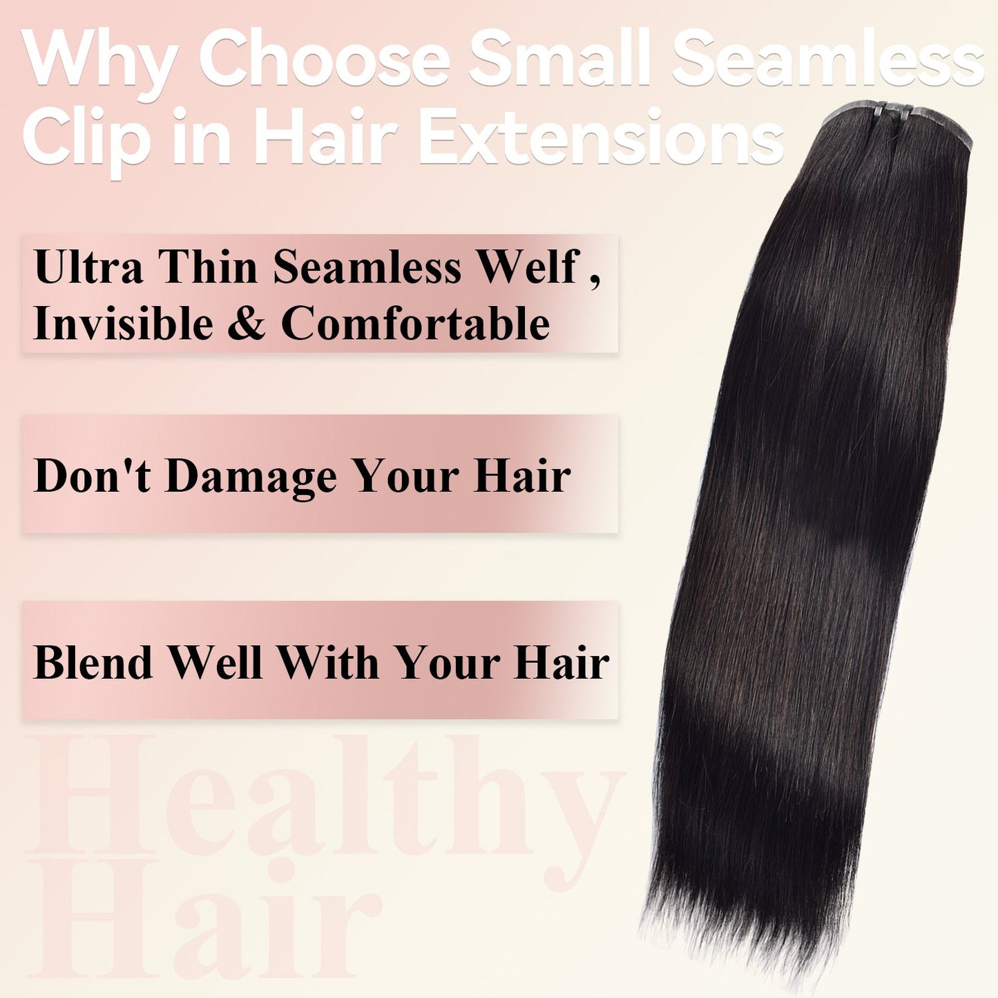 #1B 7Pcs Straight Free Shipping Small PU Seamless Clip ins Hair Extensions Real Human Hair 120G CVOHAIR