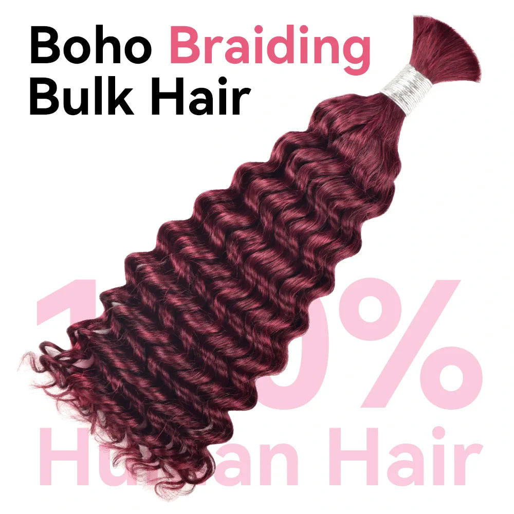 #99J Burgundy 100% Human Hair Braid Styles CVOHAIR
