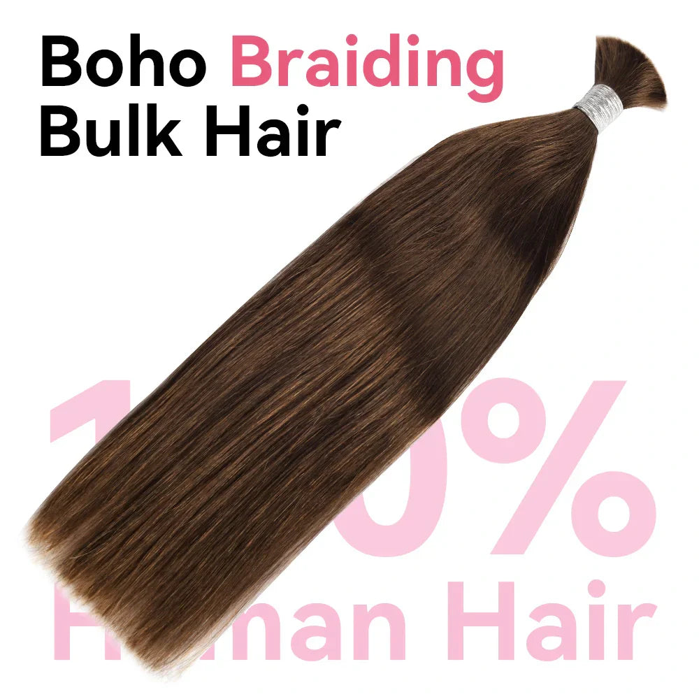 Color 4 Straight Bulk Human Hair For Braiding CVOHAIR