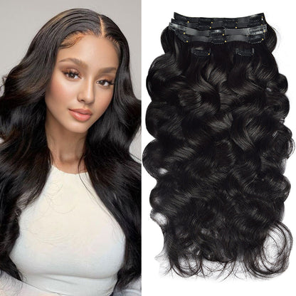 #1B 6Pcs Body Wave PU Seamless Clip ins Flash Sale Free Shipping Hair Extensions Real Human Hair 110G CVOHAIR