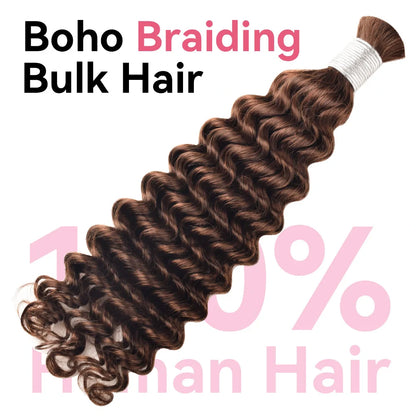 #4 Deep Wave Bohemian Human Hair For Braiding CVOHAIR