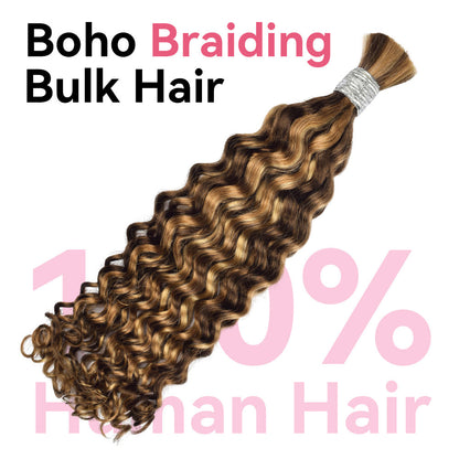 #4/27/30 Italian Curly Bulk Human Hair For Braiding CVOHAIR