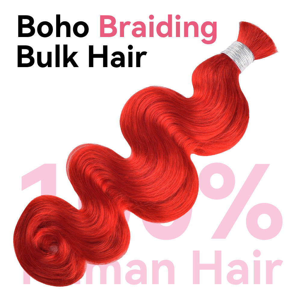 #Red 100% Human Hair Braid Body Wave Styles CVOHAIR
