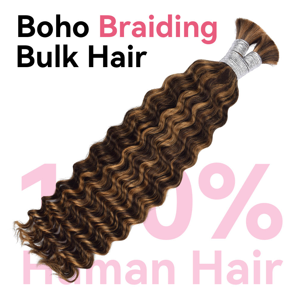 #4/30 Deep wave Bulk Human Hair For Braiding CVOHAIR