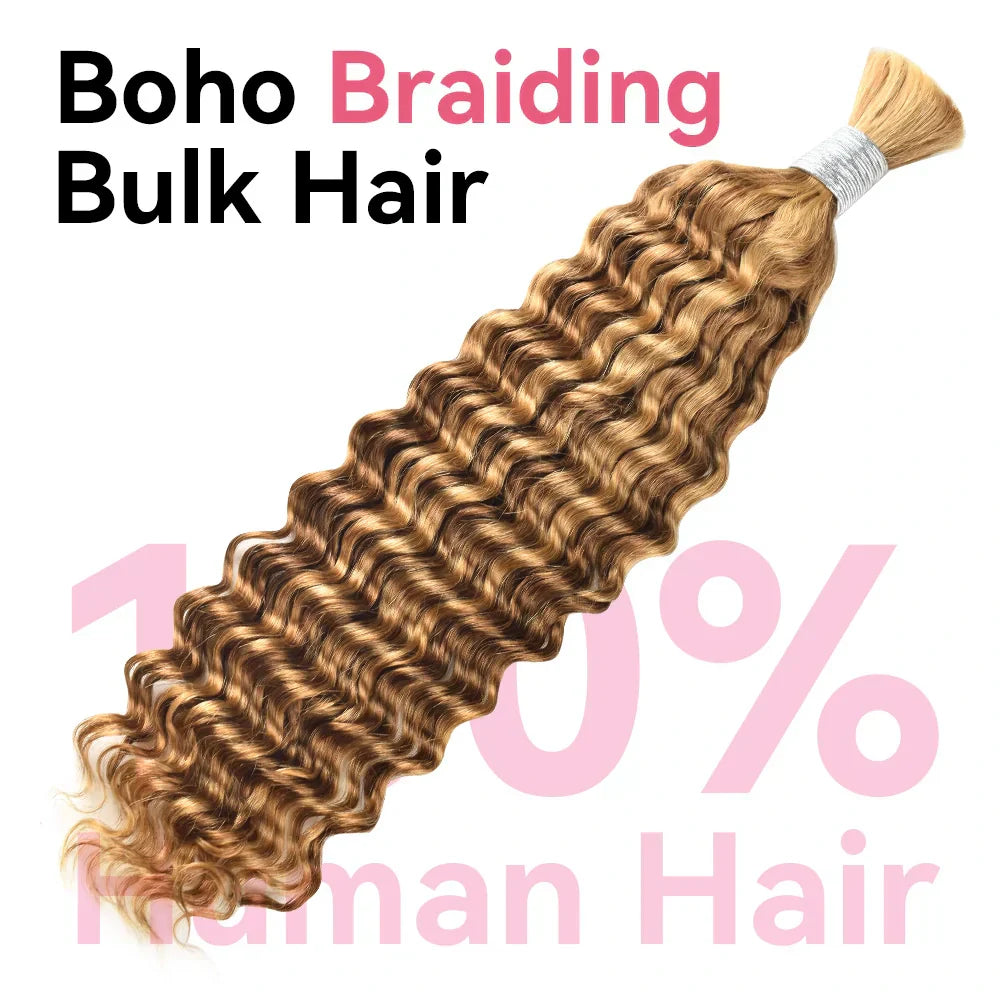 #P27/30 Deep Wave Bulk Human Hair For Braiding CVOHAIR
