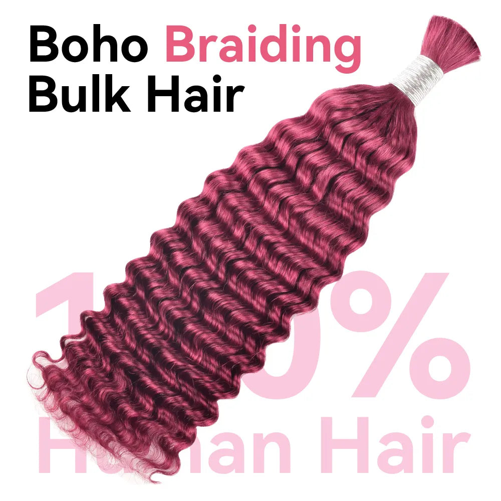 #Pink Deep Wave 100% Human Hair Braid Styles CVOHAIR