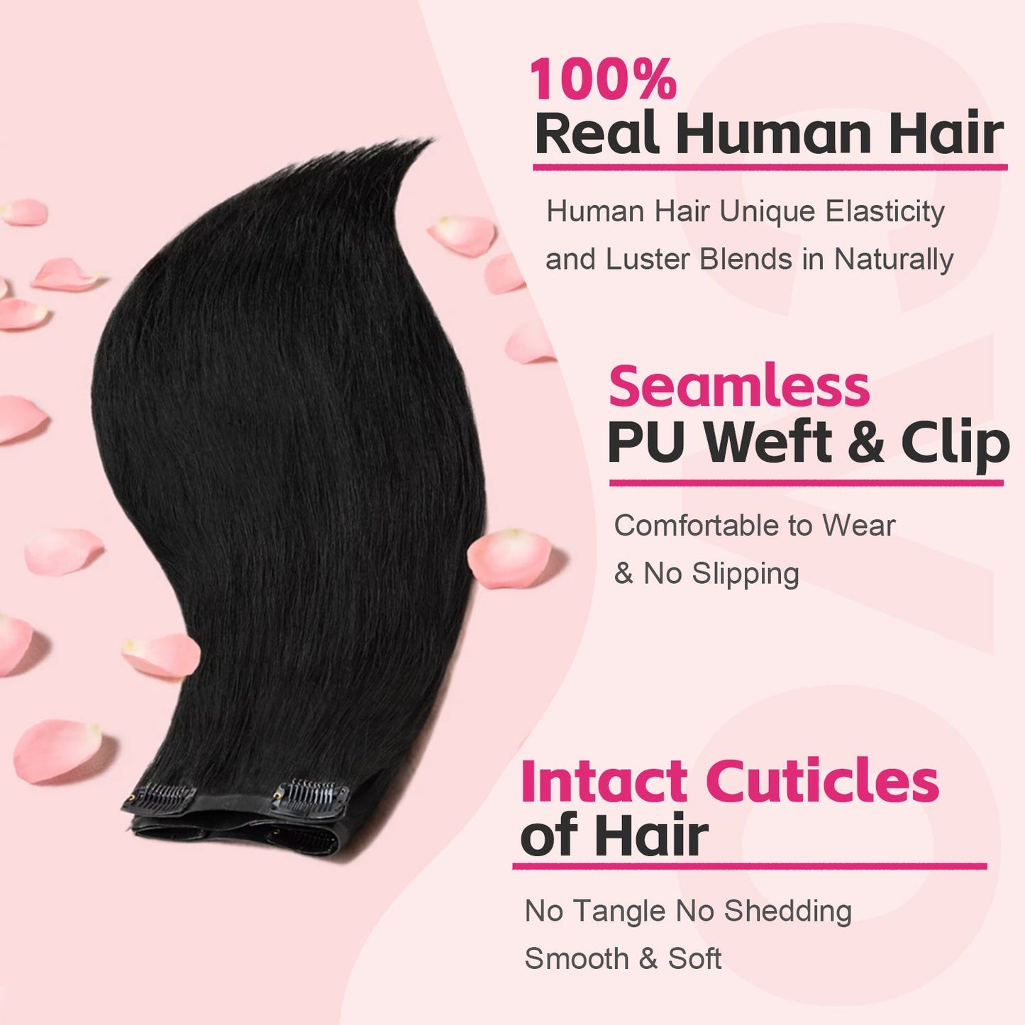 #1B 6Pcs Straight PU Seamless Clip ins Flash Sale Free Shipping Hair Extensions Real Human Hair 110G CVOHAIR