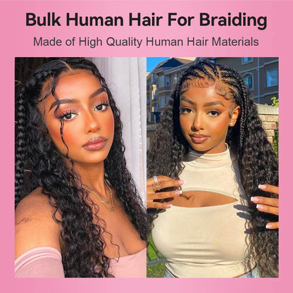Natural Black Italian Curly Bulk Human Hair For Boho Braids CVOHAIR