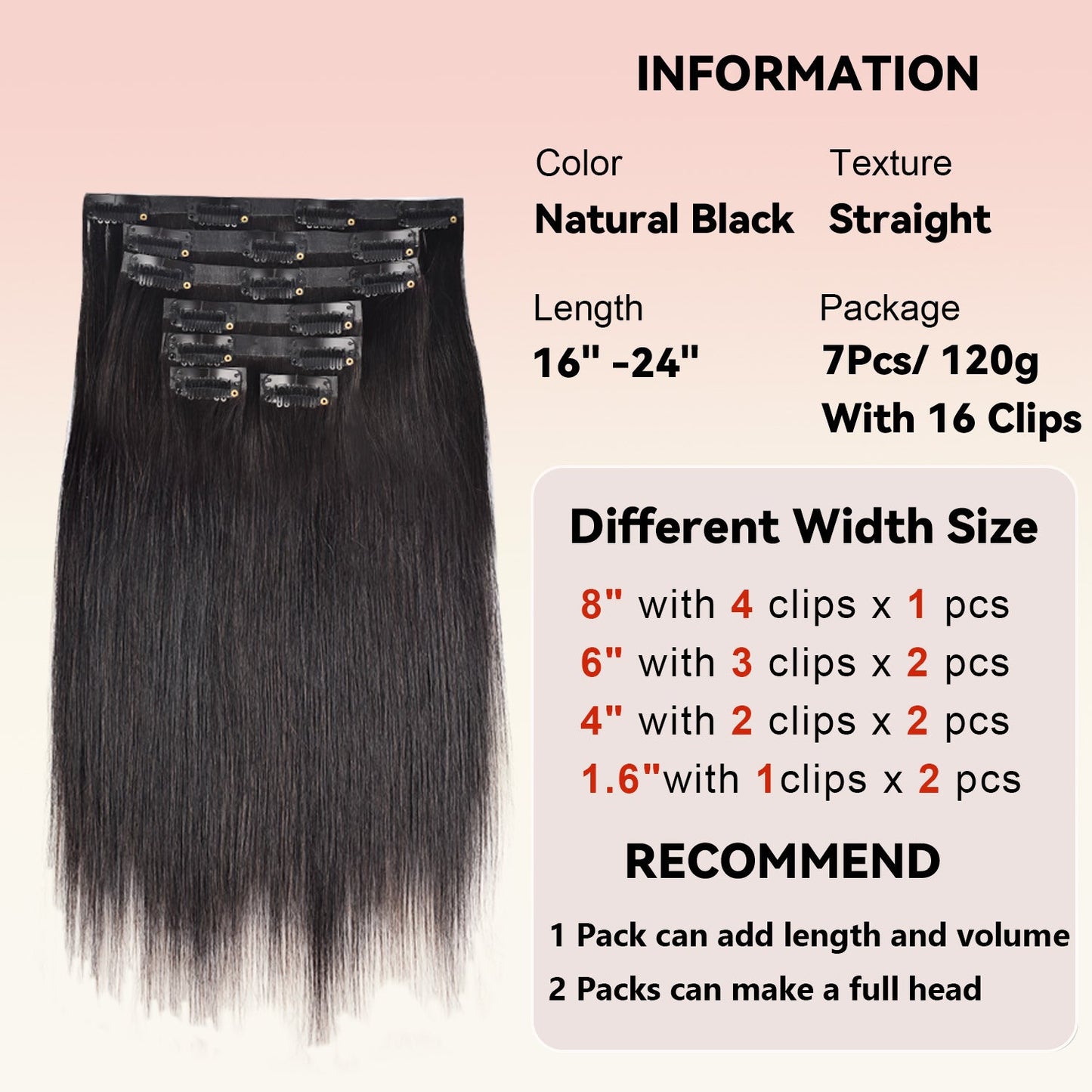 #1B 7Pcs Straight Free Shipping Small PU Seamless Clip ins Hair Extensions Real Human Hair 120G CVOHAIR