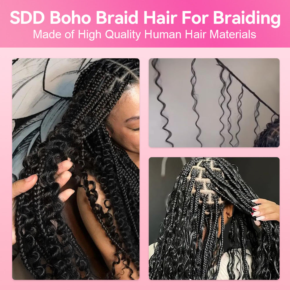 #1B SDD Boho Braids Human Hair CVOHAIR