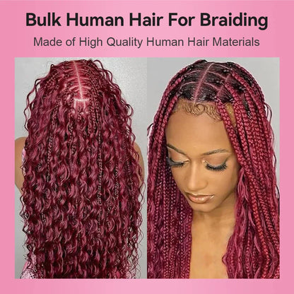#99J Burgundy Deep Wave Bohemian Human Hair For Braiding CVOHAIR
