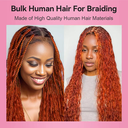 #350 Orange Deep Wave Bulk Human Hair For Braiding CVOHAIR