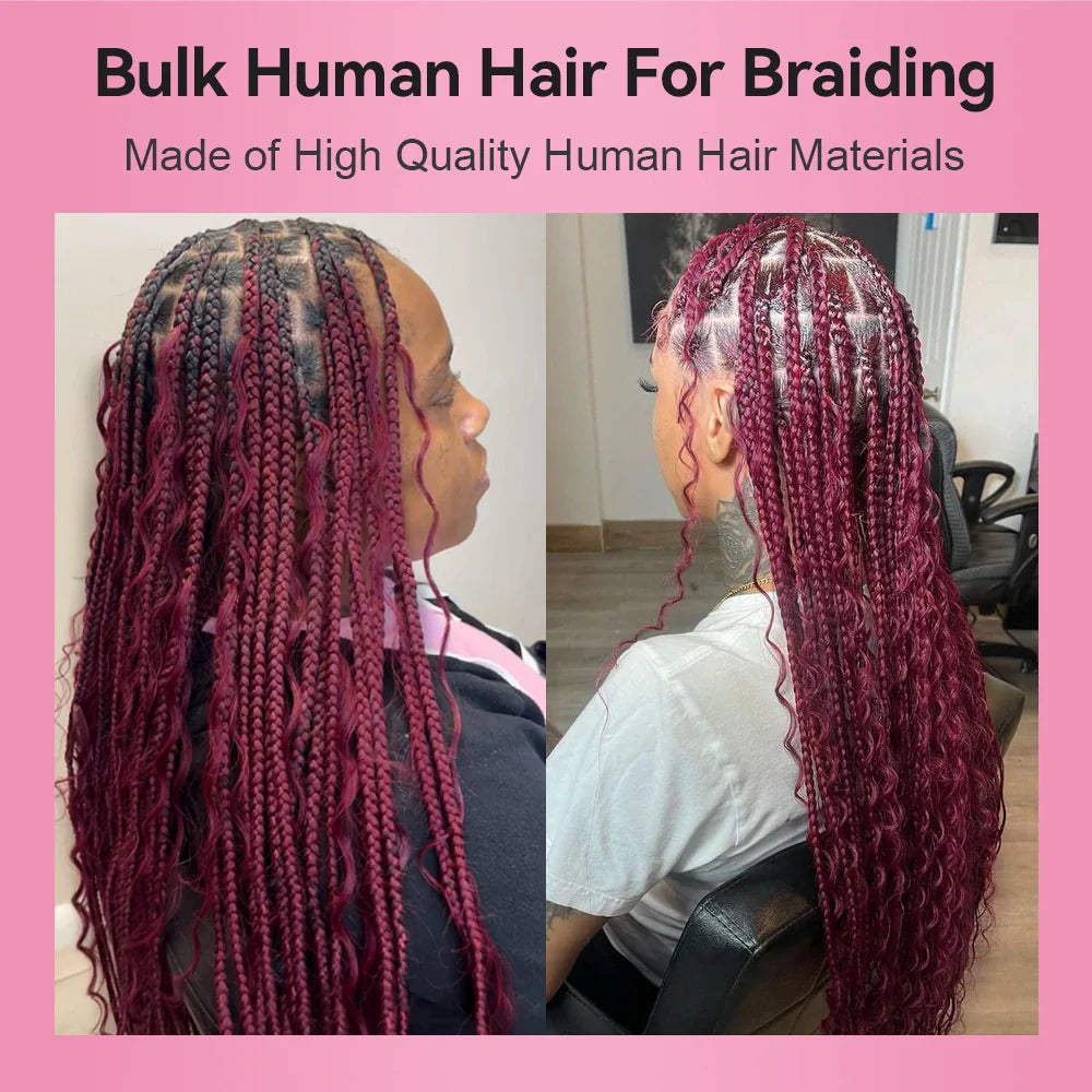 #99J Burgundy 100% Human Hair Braid Styles CVOHAIR