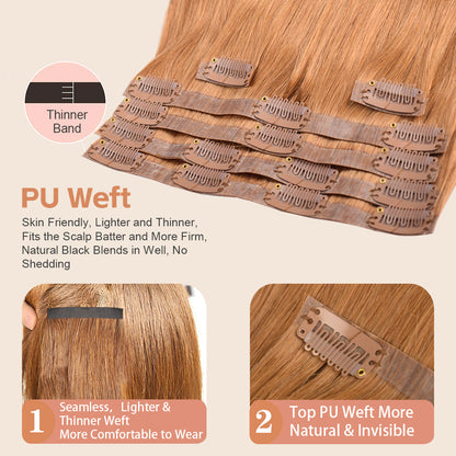 #8 Straight Flash Sale Free Shipping PU Seamless Clip ins Hair Extensions Real Human Hair 6Pcs 110G CVOHAIR