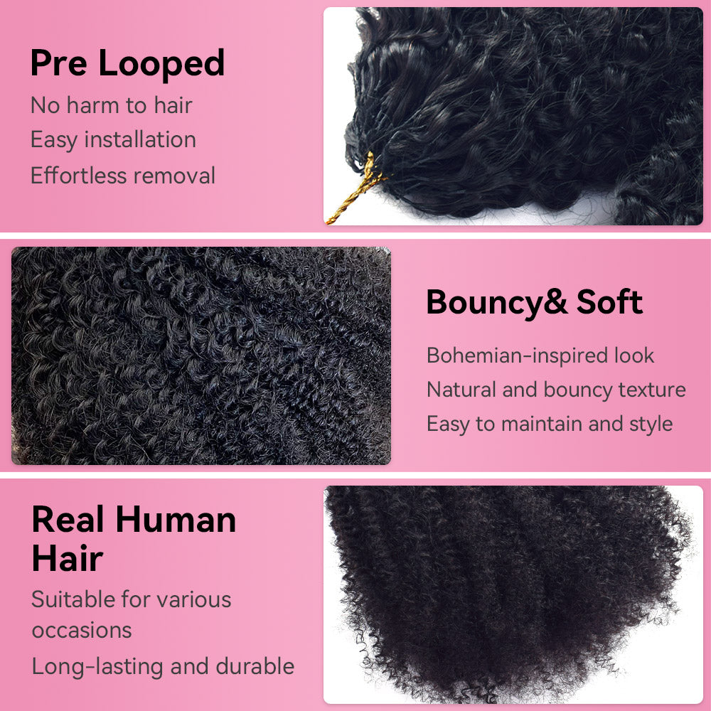 Crochet Human Hair Afro Curly 4C Hair Extensions CVOHAIR