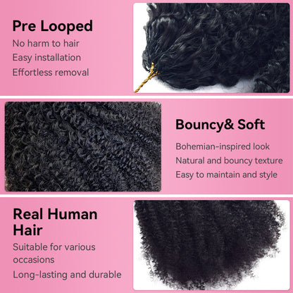 Crochet Human Hair Afro Curly 4C Hair Extensions CVOHAIR