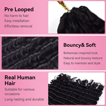 Deep Wave Crochet Human Hair Extensions CVOHAIR