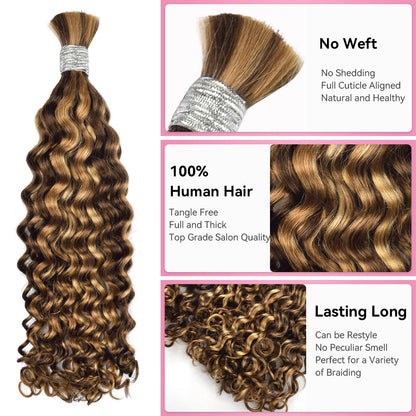 #4/27/30 Italian Curly Bulk Human Hair For Braiding CVOHAIR