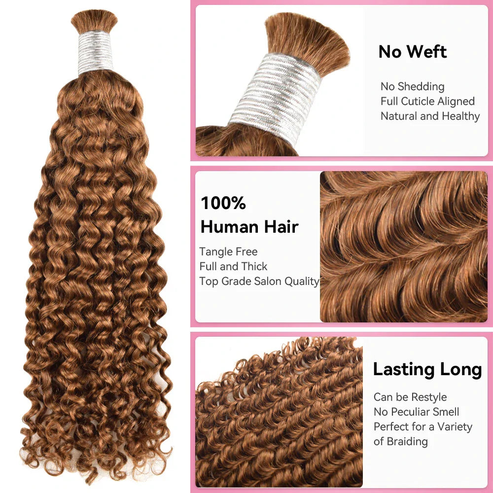 #30 Deep Curly Hot Braids Bulk Human Hair CVOHAIR