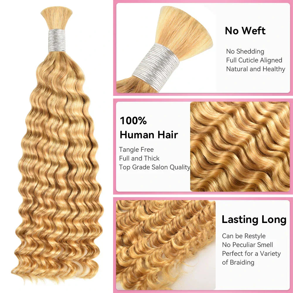 #P27/613 Deep Wave Bohemian Human Hair For Braiding CVOHAIR