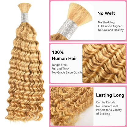 #P27/613 Deep Wave Bohemian Human Hair For Braiding CVOHAIR