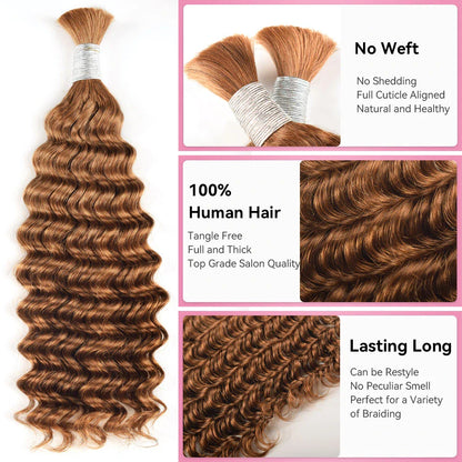 #30 Deep Wave Bulk Human Hair For Boho Braids CVOHAIR