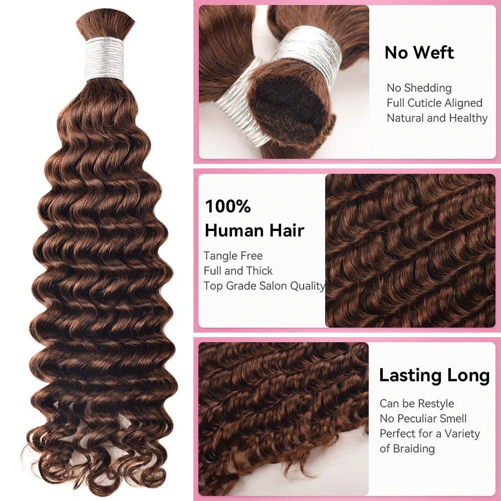 #4 Deep Wave Bohemian Human Hair For Braiding CVOHAIR