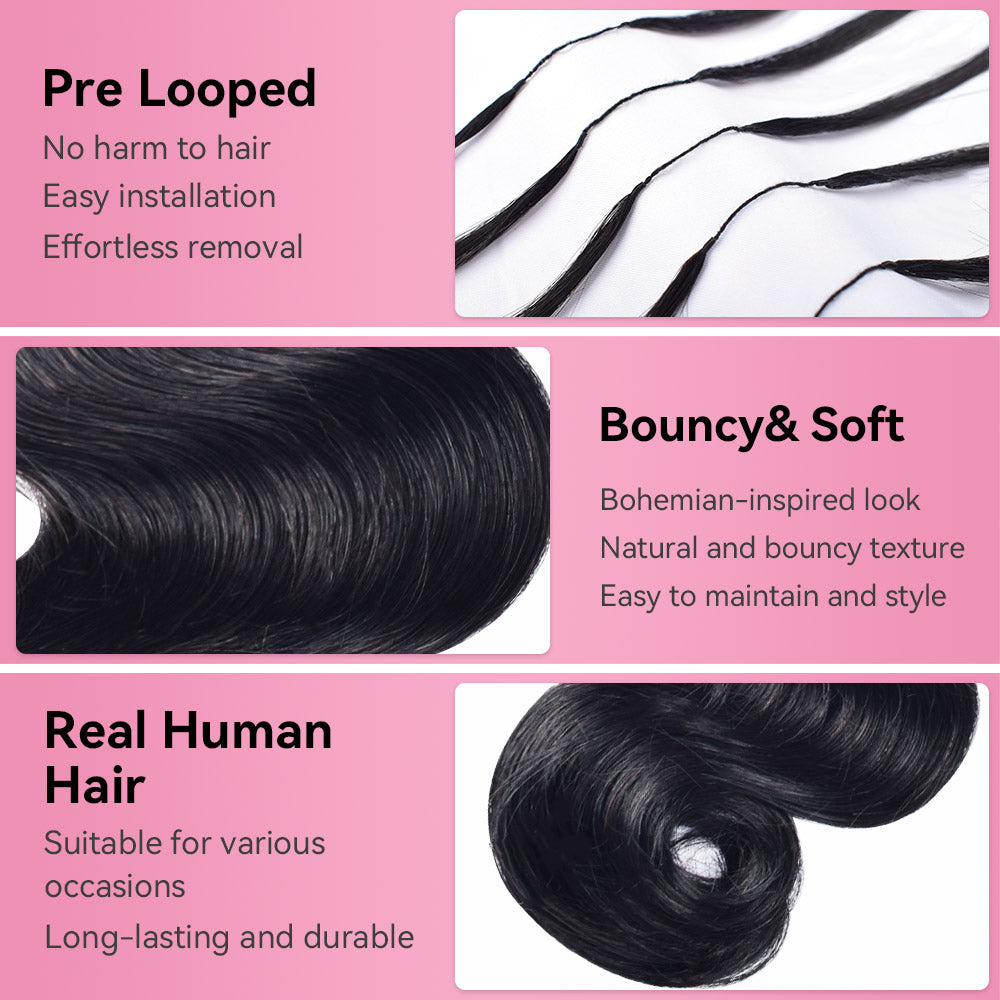 Body Wave Crochet Hair Natural Black Human Hair Extension