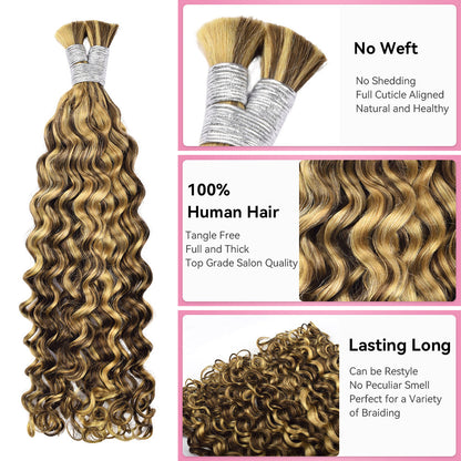 #4/27 Italian Curly Bulk Human Hair For Braiding CVOHAIR