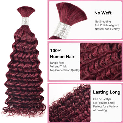 #99J Burgundy 100% Human Hair Braid Styles CVOHAIR
