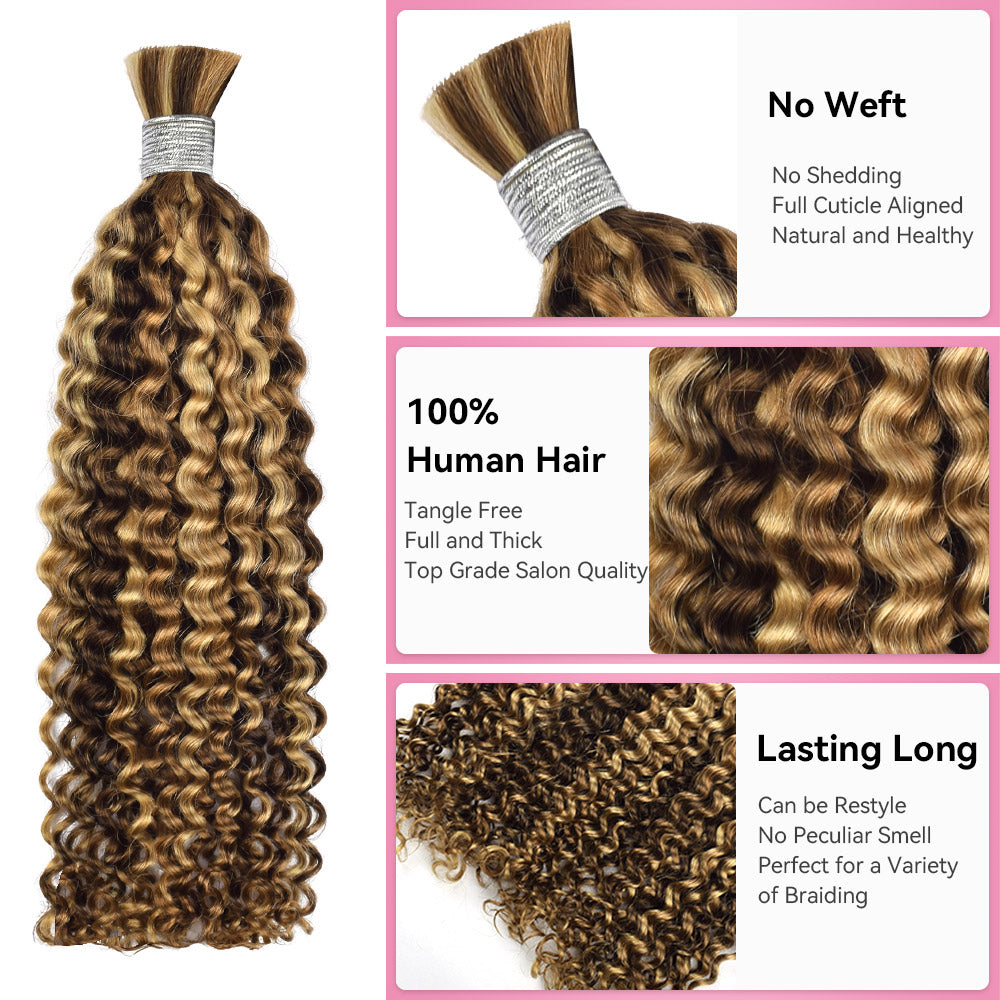 #4/27/30 100% Human Hair Braid Deep Curly Styles CVOHAIR