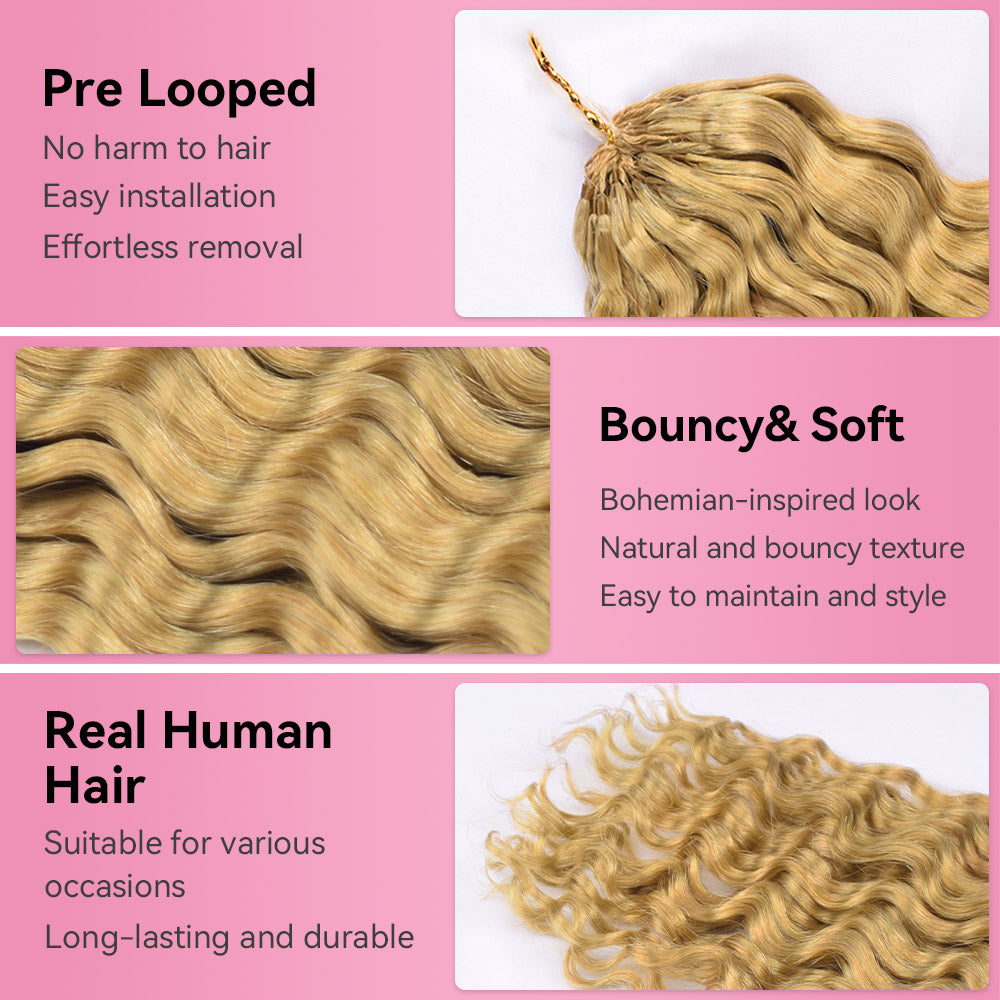 #27 Deep Wave Crochet Human Hair Extensions CVOHAIR