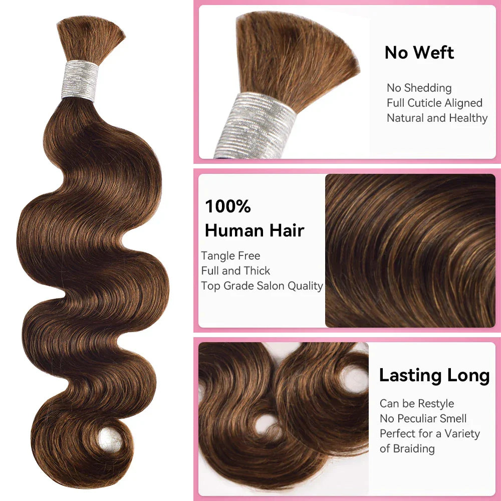 #4 100% Human Hair Braid Body Wave Styles CVOHAIR