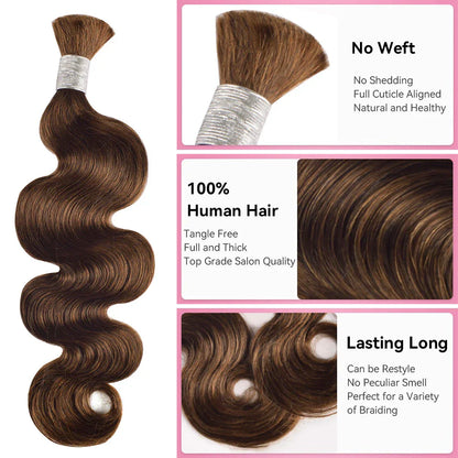 #4 100% Human Hair Braid Body Wave Styles CVOHAIR