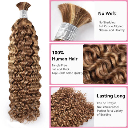 #P27/30 Deep Curly Bulk Human Hair For Braiding CVOHAIR