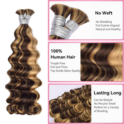 #4/27 Loose Deep Wave Bulk Human Hair For Braiding CVOHAIR