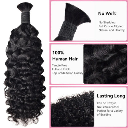 #1B Burmese Curly Boho Braids Bulk Human Hair CVOHAIR