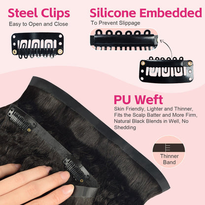 #1B 6Pcs Kinky Straight Flash Sale Free Shipping PU Seamless Clip ins Hair Extensions Real Human Hair Natural Black 110G CVOHAIR