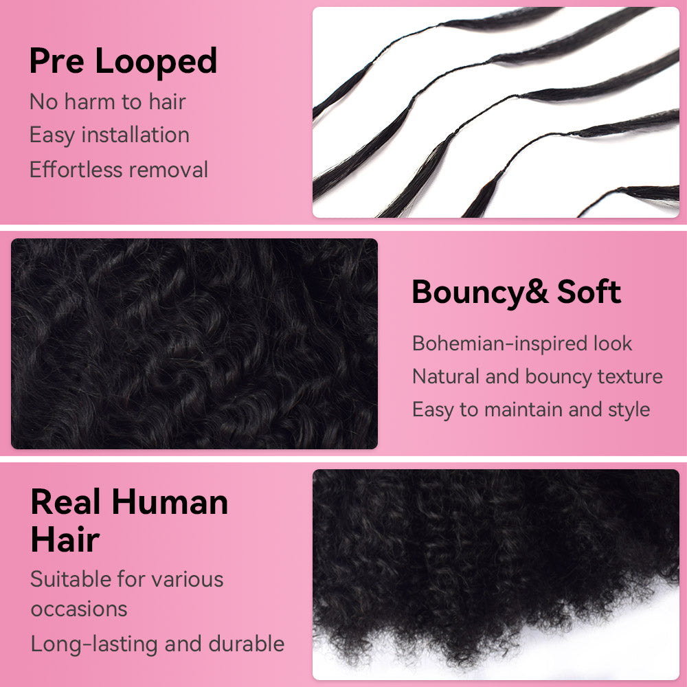 Crochet Human Hair Kinky Curly Hair Extensions CVOHAIR