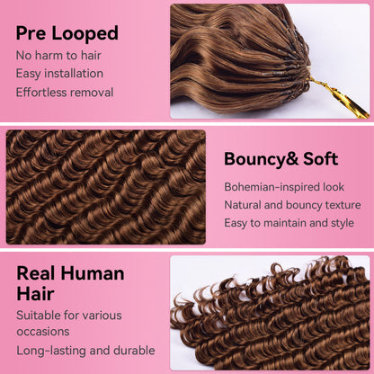 #8 Deep Wave Crochet Human Hair Extensions CVOHAIR
