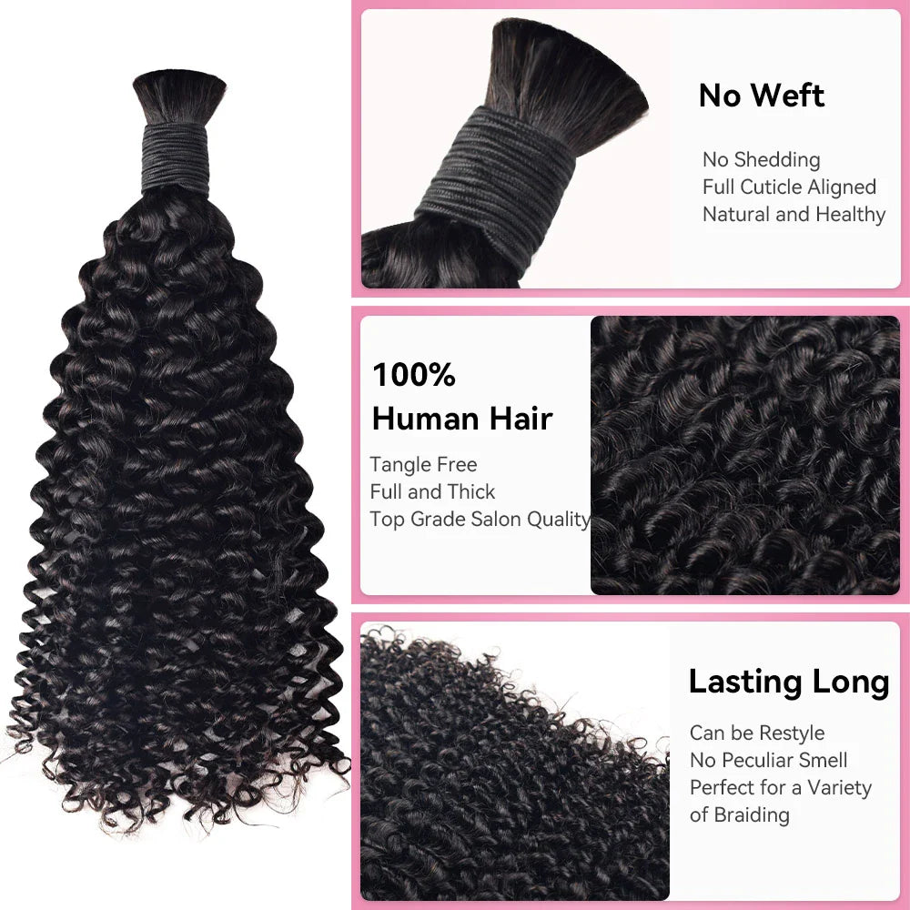#1B Jerry Curly  Boho Braids Bulk Human Hair CVOHAIR