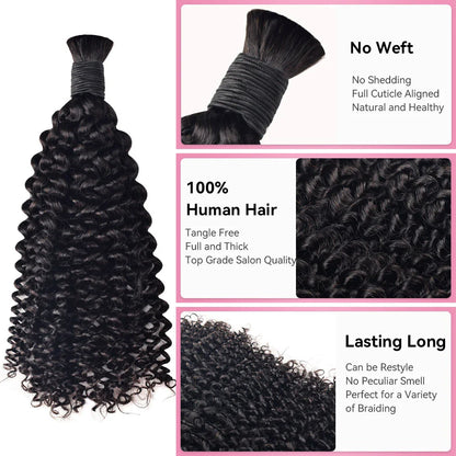 #1B Jerry Curly  Boho Braids Bulk Human Hair CVOHAIR