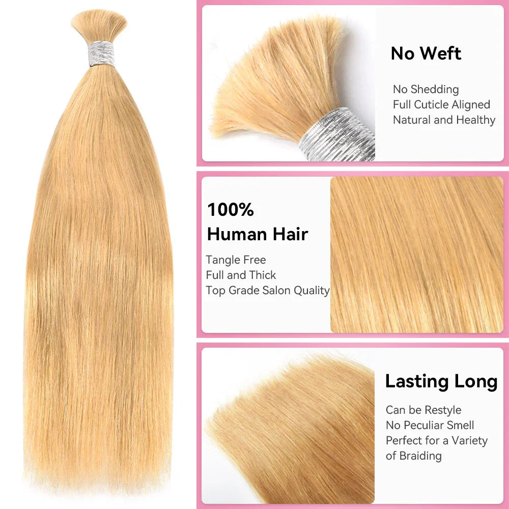 #27 Straight Boho Braids No Weft Bulk Hair for Human Hair CVOHAIR