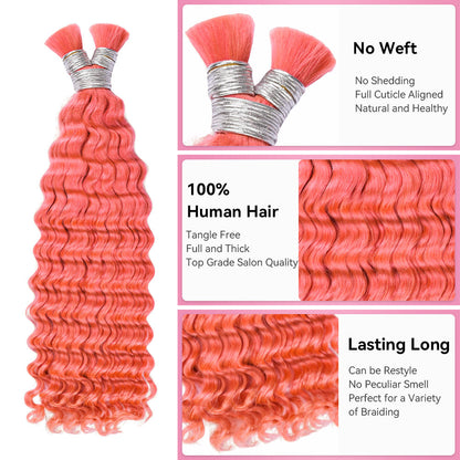 #Barbie Pink Deep Wave 100% Human Hair Braid Styles CVOHAIR