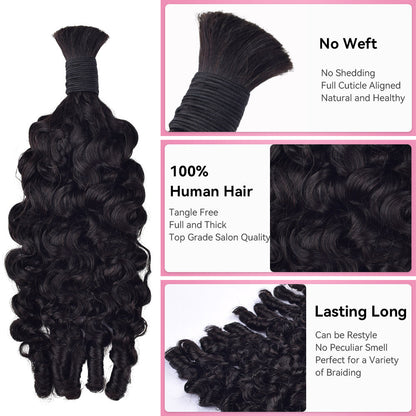 #1B Natural Black Boho Braids France Curly No Weft Bulk Hair for Human Hair CVOHAIR