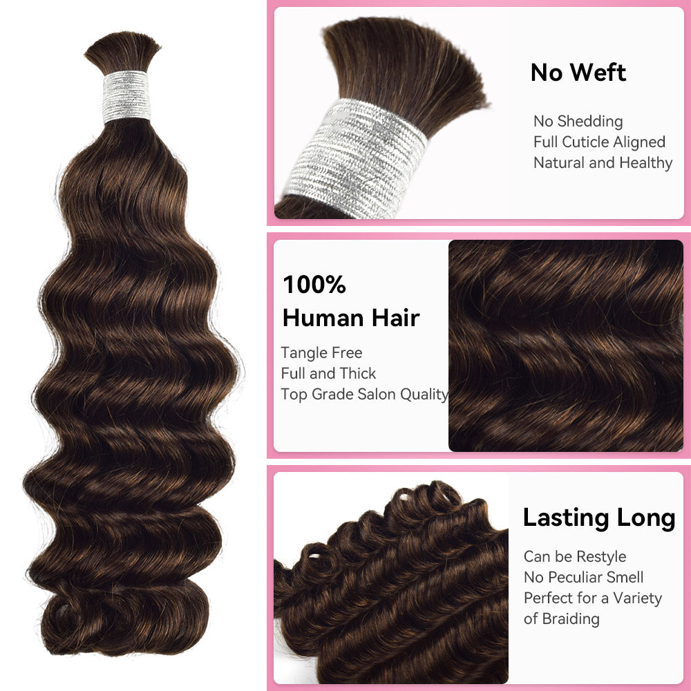#2 Loose Deep Wave Bulk Human Hair For Braiding CVOHAIR