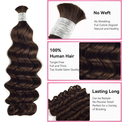 #2 Loose Deep Wave Bulk Human Hair For Braiding CVOHAIR